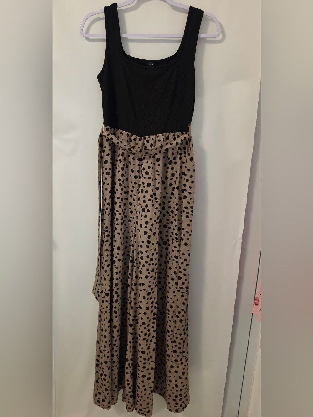 Taupe Polka Dot Jumpsuits - Women's Flowing Skirt